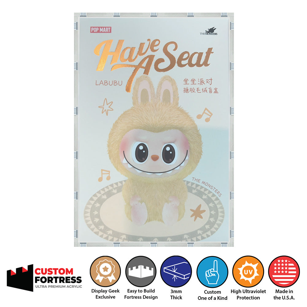 the monsters have a seat Custom Acrylic Hard Case for HAVE A SEAT LABUBU BLIND BOX Pop Mart Box