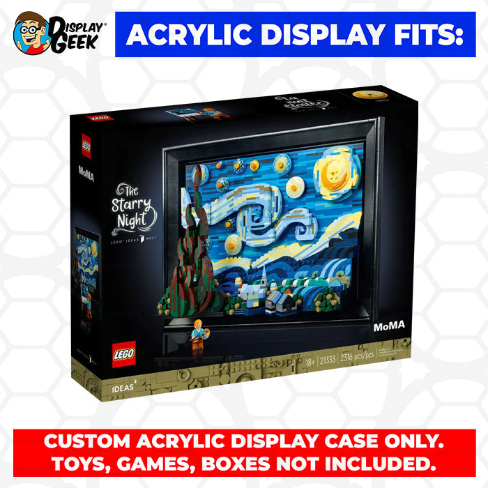 LEGO 21333 - 3mm thick Custom Acrylic Display Case for Vincent Van Gogh The  Starry Night (12h x 16w x 8.5d) by Display Geek Flying Box 3mm thick dust  and dirt protection–