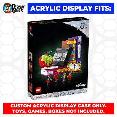 Display Geek Flying Box 3mm Thick Custom Acrylic Display Case for LEGO 43227 Disney Villain Icons (9h x 11.8w x 10.6d)