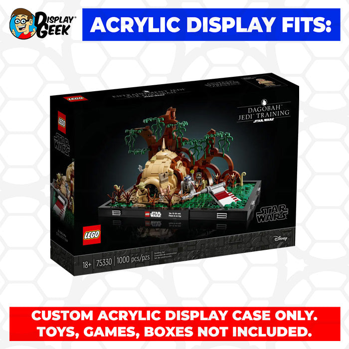 Display Geek Flying Box 3mm Thick Custom Acrylic Display Case for LEGO 75330 Dagobah Jedi Training (7.5h x 13w x 8d)