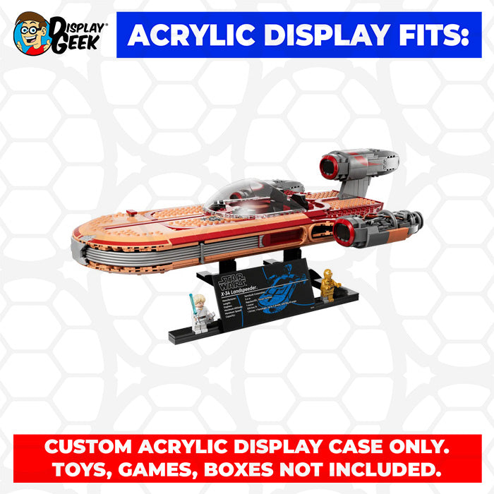 Display Geek Flying Box 3mm Thick Custom Acrylic Display Case for LEGO 75341 Luke Skywalker’s Landspeeder (8h x 22w x 14d)