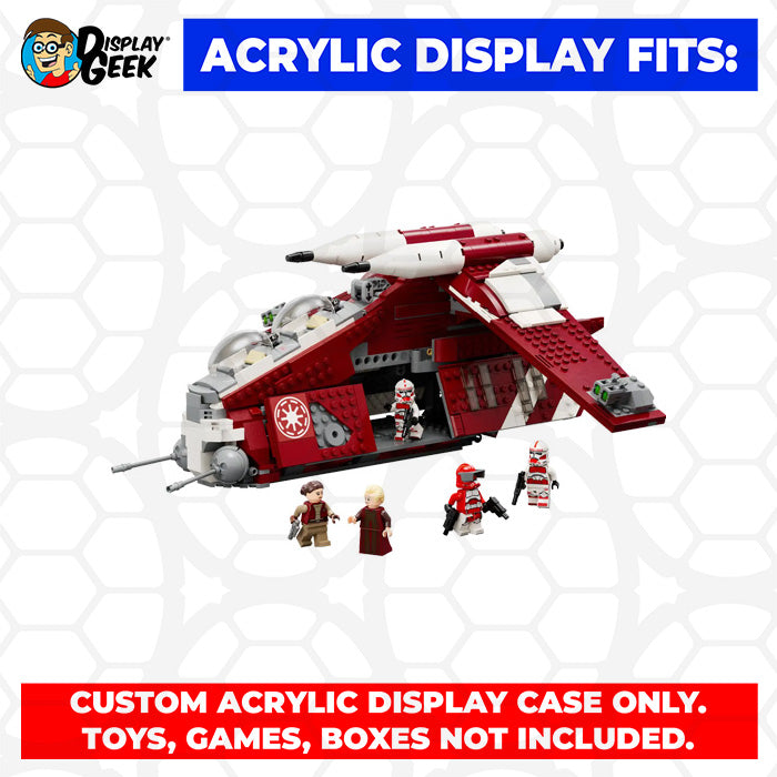 Display Geek Flying Box 3mm Thick Custom Acrylic Display Case for LEGO 75354 Coruscant Guard Gunship (7h x 16w x 16d)