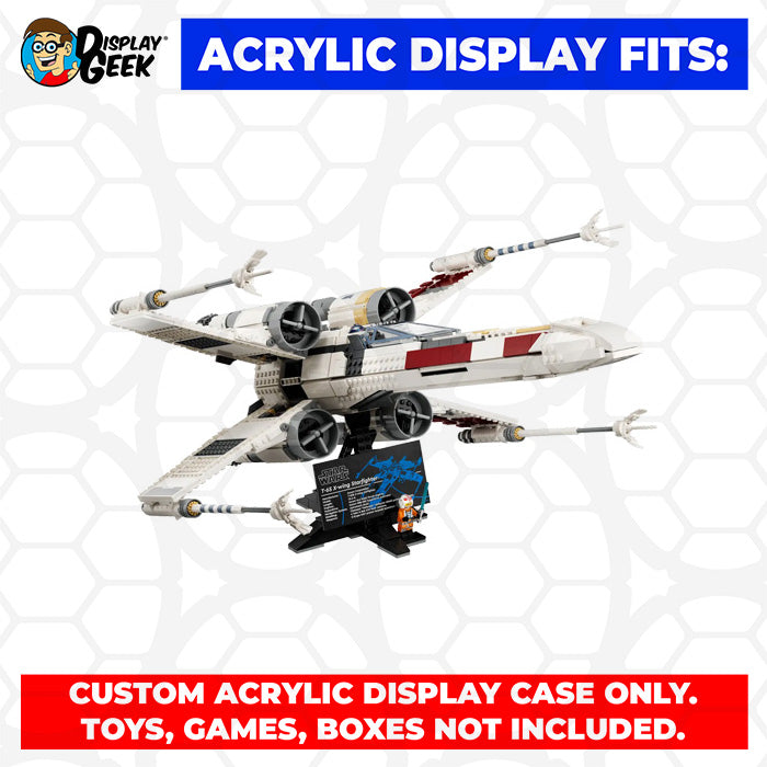 Display Geek Flying Box 3mm Thick Custom Acrylic Display Case for LEGO 75355 x-Wing Starfighter (12.5h x 24.5w x 20d)