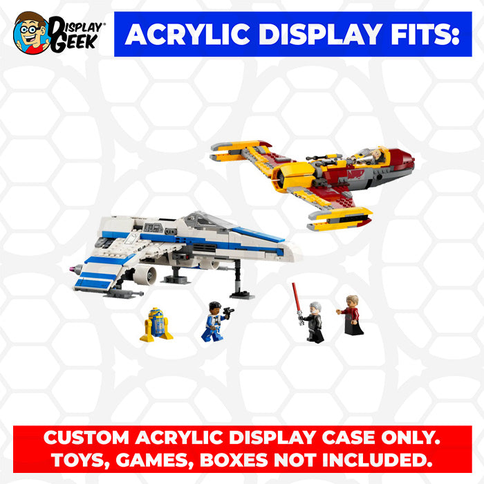 Display Geek Flying Box 3mm Thick Custom Acrylic Display Case for LEGO 75364 New Republic E-Wing vs. Shin Hati’s Starfighter (6h x 18w x 12.5d)