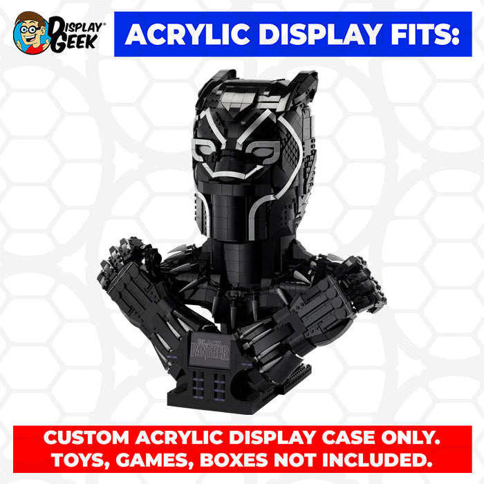 Display Geek Flying Box 3mm Thick Custom Acrylic Display Case for LEGO 76215 Black Panther Bust (19h x 18w x 13d)