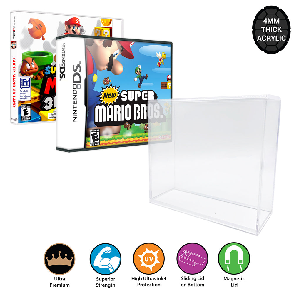 Acrylic Hard Case for Nintendo DS, 3DS Video Game Box (4mm thick, UV &  Slide Bottom)