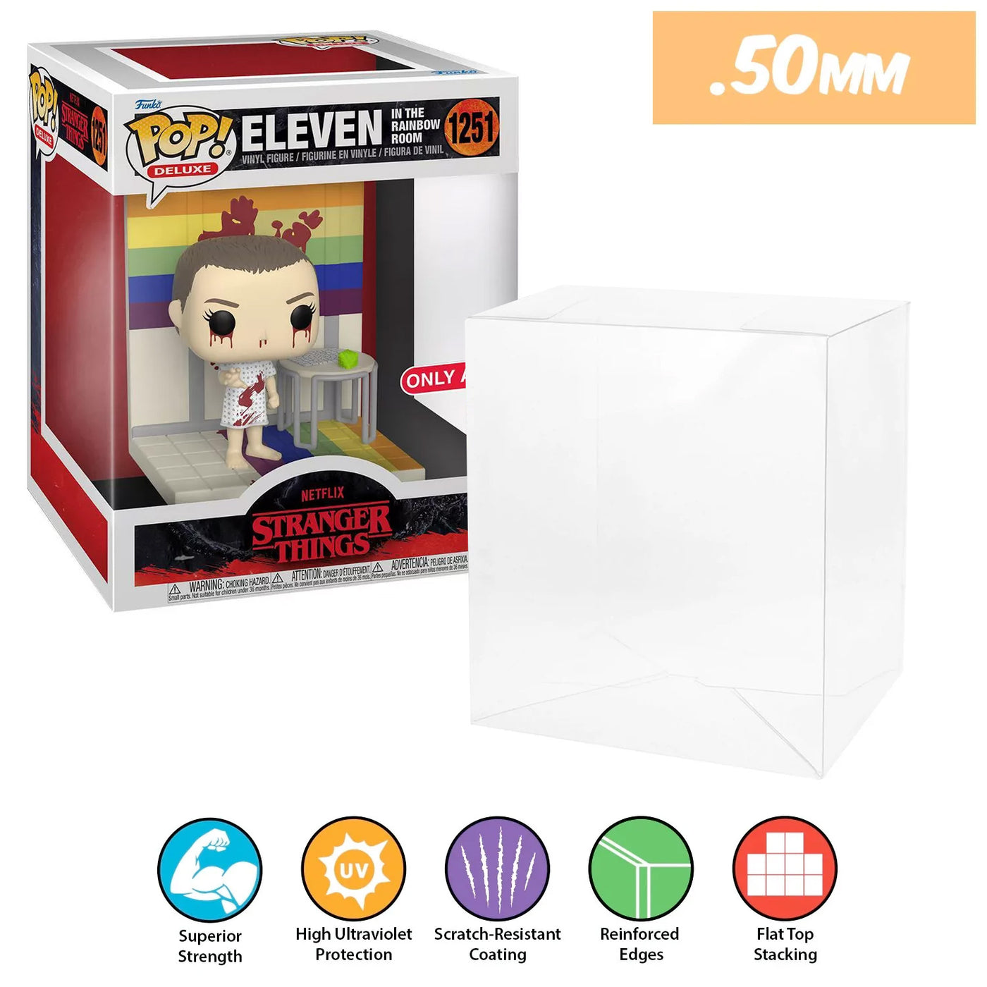 1251 pop deluxe eleven in the rainbow room best funko pop protectors thick strong uv scratch flat top stack vinyl display geek plastic shield vaulted eco armor fits collect protect display case kollector protector