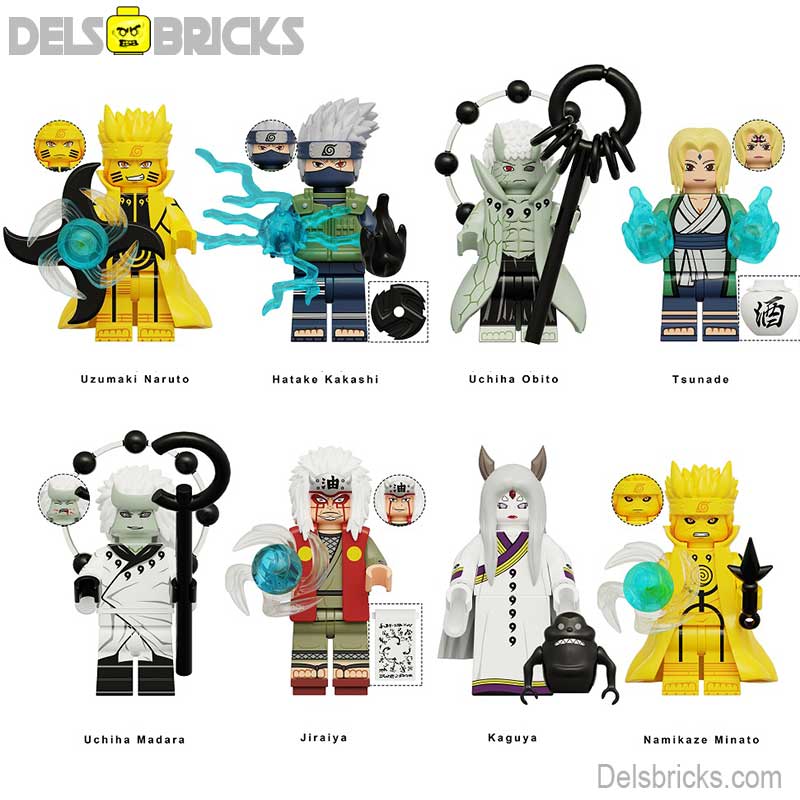 Set of 8 (Naruto) - Custom Building Blocks Mini Figures Compatible