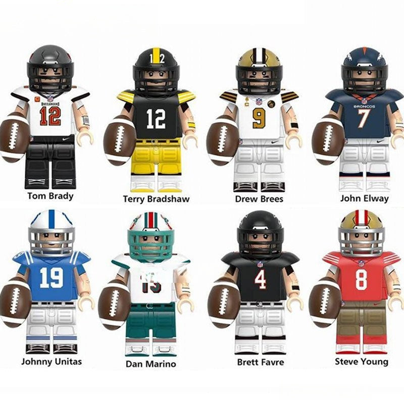 Set of 8 Legends (NFL Football) - Custom Building Blocks Mini Figures