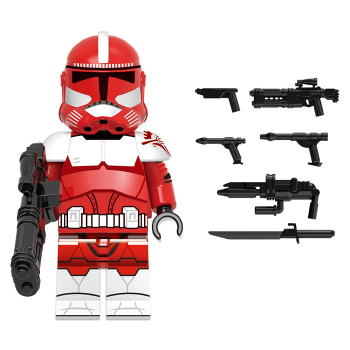 Lego Star Wars arc online trooper with 2 other red mini figures