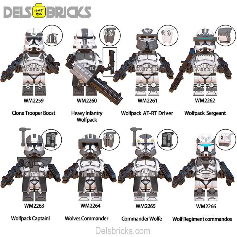 Star hotsell Wars mini figures collection Wolfpack minifigures clone trooper gray