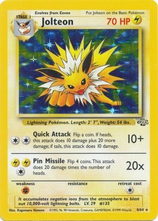 Jolteon HOLO Jungle #4/64 Pokemon Trading Card