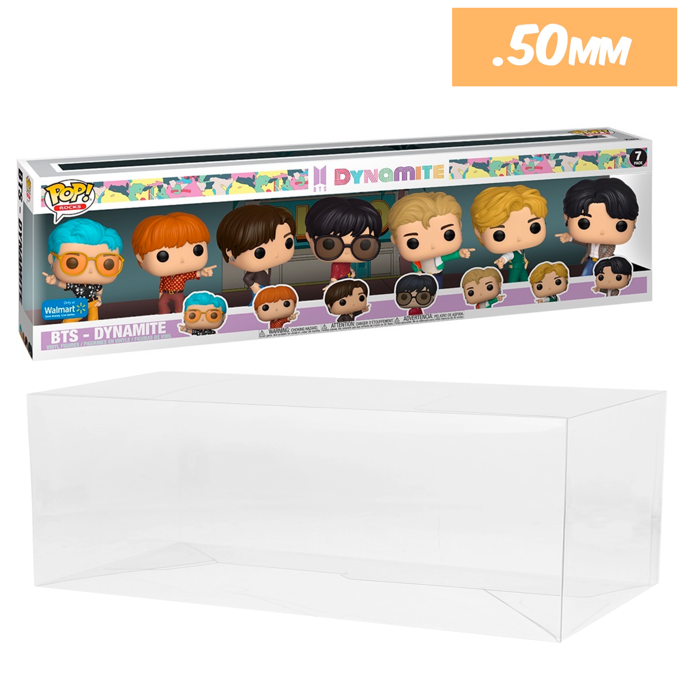 walmart bts dynamite 7 pack best funko pop protectors thick strong uv scratch flat top stack vinyl display geek plastic shield vaulted eco armor fits collect protect display case kollector protector