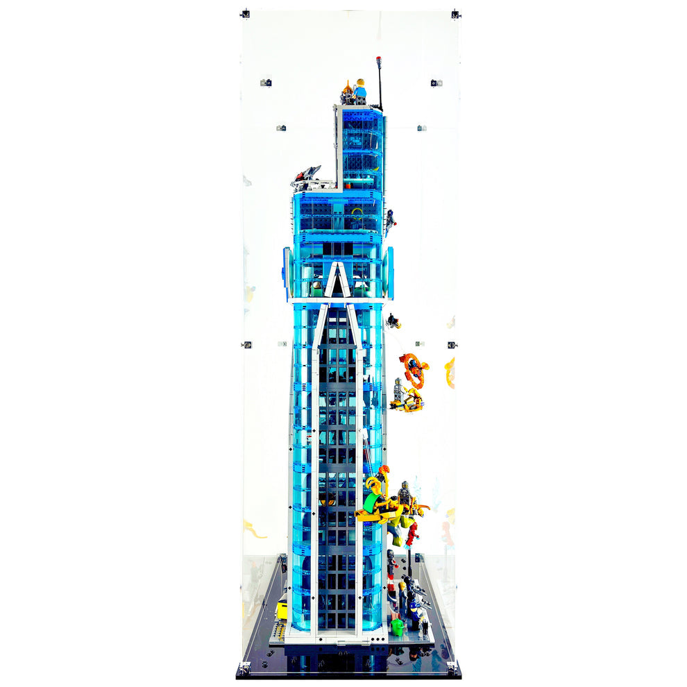 Display Geek Flying Box 3mm Thick Custom Acrylic Display Case for LEGO 76269 Avengers Tower Battle (36.5h x 19.5w x 12d)