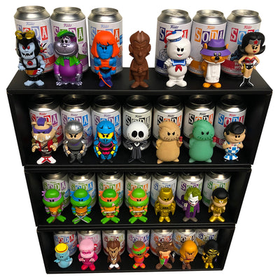 WRAITH REAPER - 3 Single Row Display Cases for Berserker Black Market, Wall Mountable & Stackable Designer Toy Shelf, Corrugated Cardboard