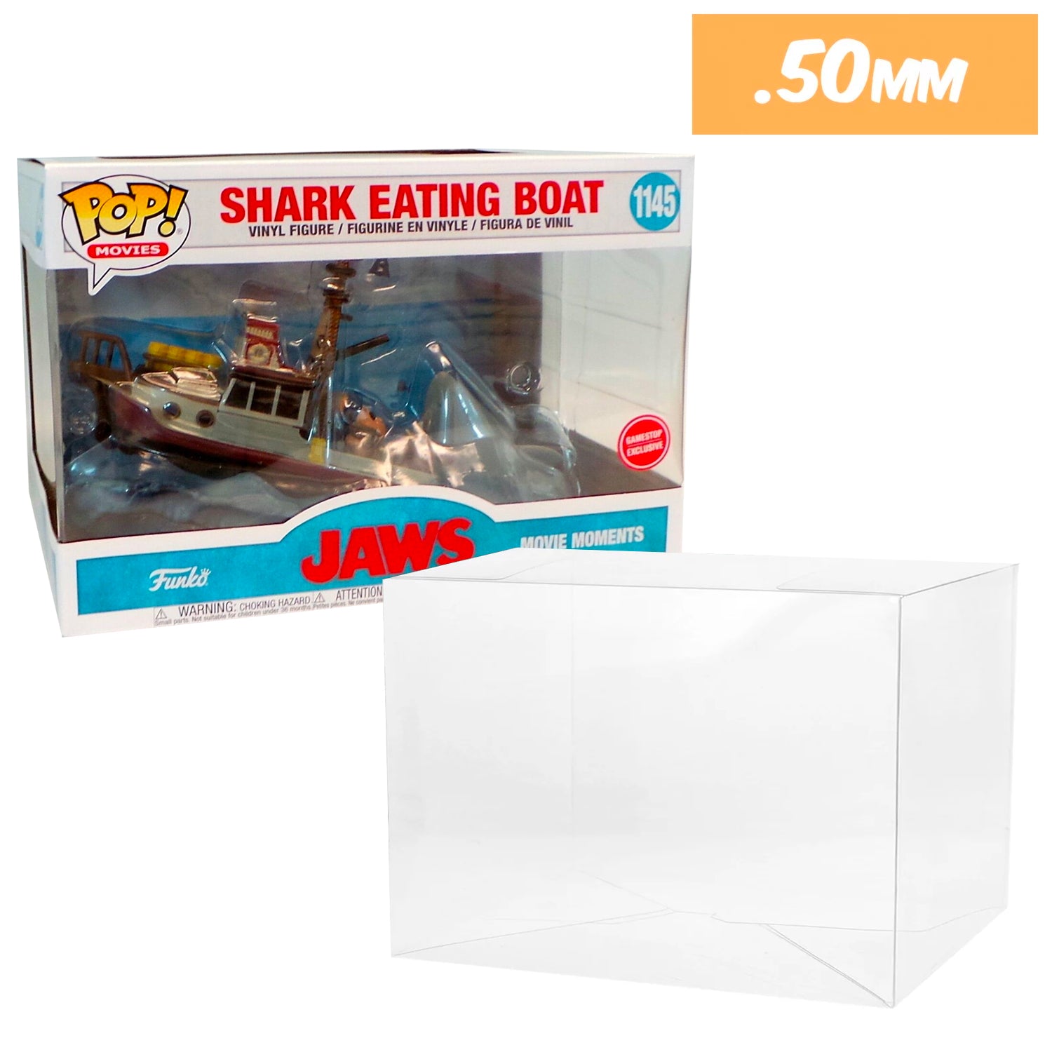 JAWS GS BOAT Pop Protectors for Funko (50mm thick) 7.25h x 10.75