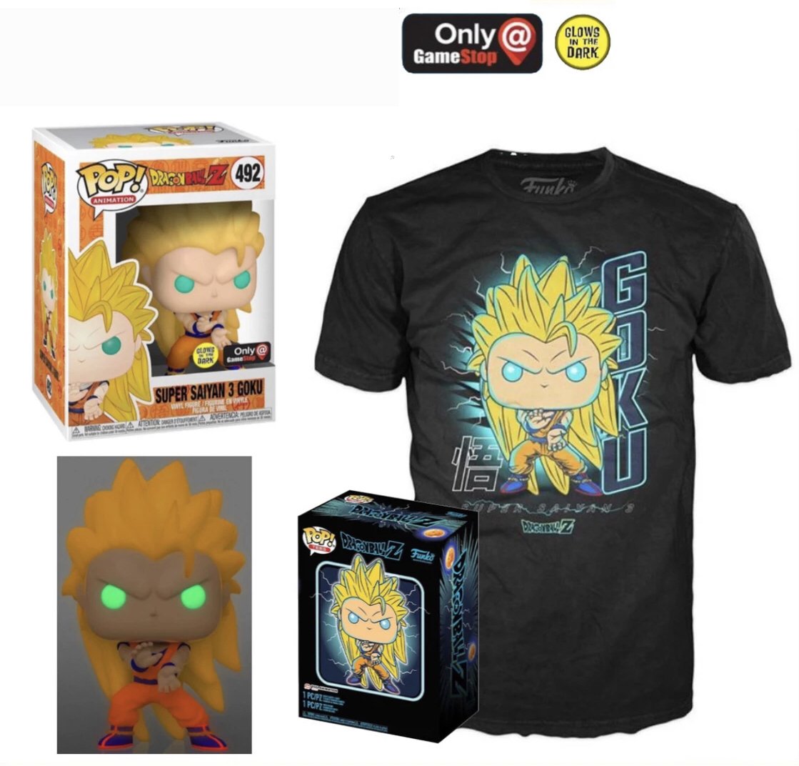 Super Saiyan Goku Glow in the Dark Pop and Tee Size L GameStop
