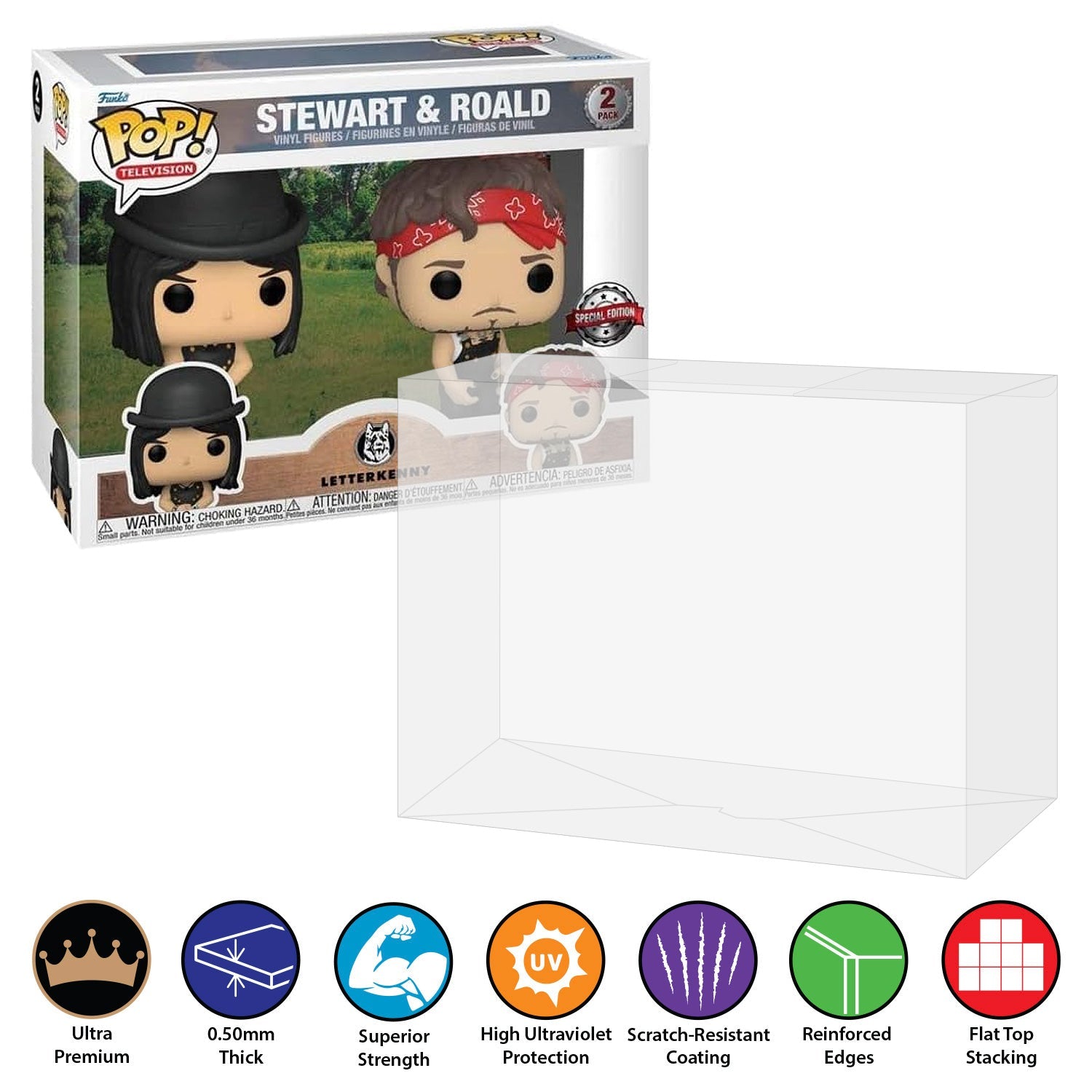 Funko POP! 2 Pack Letterkenny Stewart & Roald Pop Protector Size ...