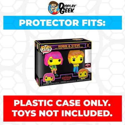 Funko POP! 2 Pack Stranger Things Robin & Steve Blacklight Pop Protector Size Confirmed by Display Geek