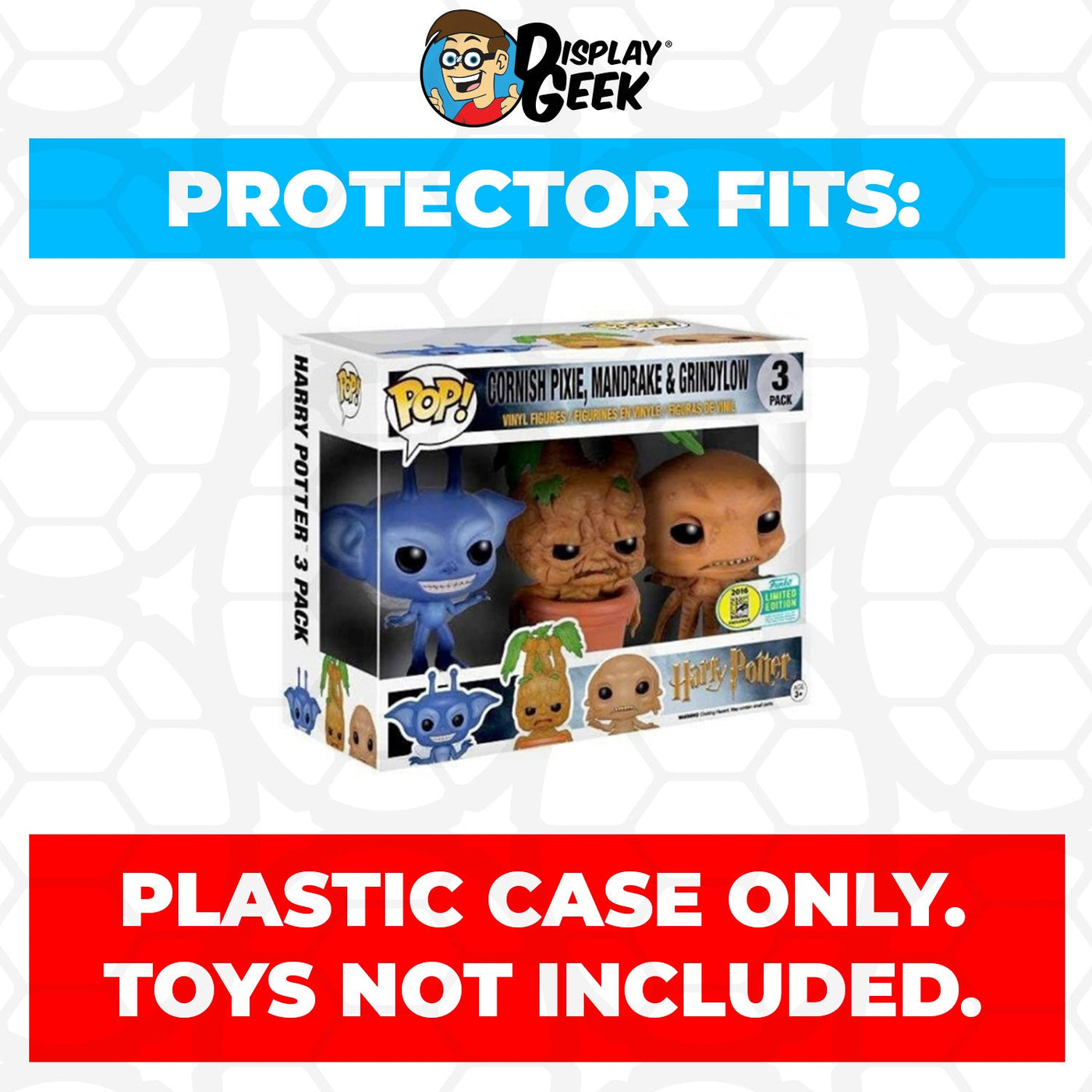 Funko POP! 3 Pack Cornish Pixie, Mandrake & Grindylow SDCC  Standard Box Sideways Pop Protector Size Confirmed by Display Geek