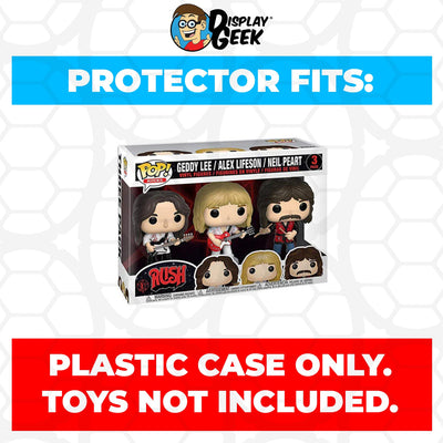 Funko POP! 3 Pack Rush Geddy Lee, Alex Lifeson & Neil Peart Pop Protector Size Confirmed by Display Geek