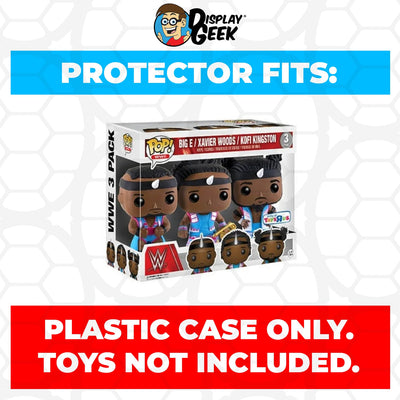 Funko POP! 3 Pack The New Day Big E, Xavier Woods & Kofi Kingston Pop Protector Size Confirmed by Display Geek