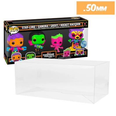 Funko POP! Marvel Guardians of the Galaxy Blacklight 4 Pack Pop Protector Size CONFIRMED by Display Geek