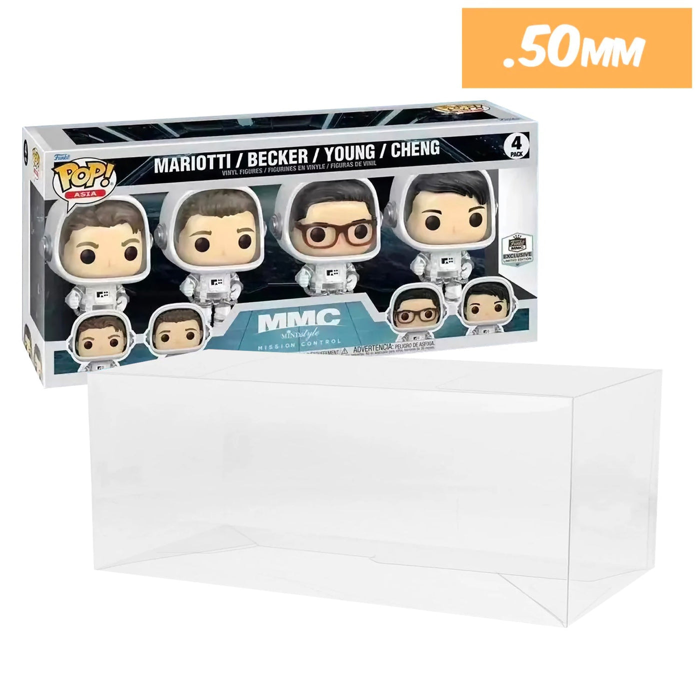 Funko POP! 4 Pack Mindstyle Mission Control Mariotti, Becker, Young & Cheng Pop Protector Size CONFIRMED by Display Geek