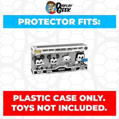 Funko POP! 4 Pack Mickey Mouse, Minnie Mouse, Donald Duck & Goofy Black & White Pop Protector Size CONFIRMED!