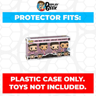 Funko POP! 4 Pack MLS Inter Miami Team - Lionel Messi & Luis Suarez & Jordi Alba & Sergio Busquets Pop Protector Size CONFIRMED by Display Geek