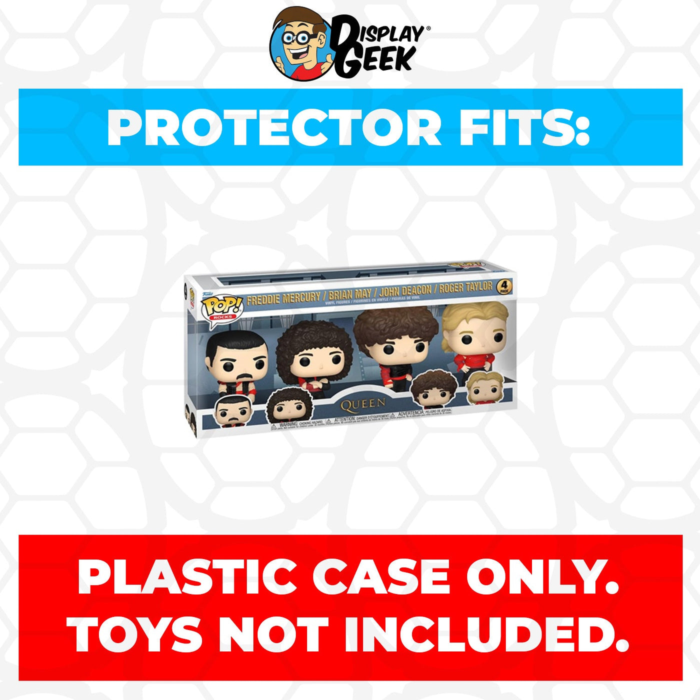 Funko POP! 4 Pack Queen - Radio Gaga - Freddie Mercury, Brian May, John Deacon & Roger Taylor Pop Protector Size CONFIRMED by Display Geek
