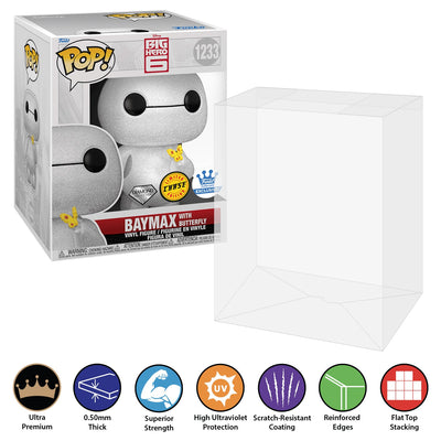 Funko POP! 6 inch Baymax with Butterfly Chase Diamond #1233 Super Size Pop Protector Size CONFIRMED by Display Geek