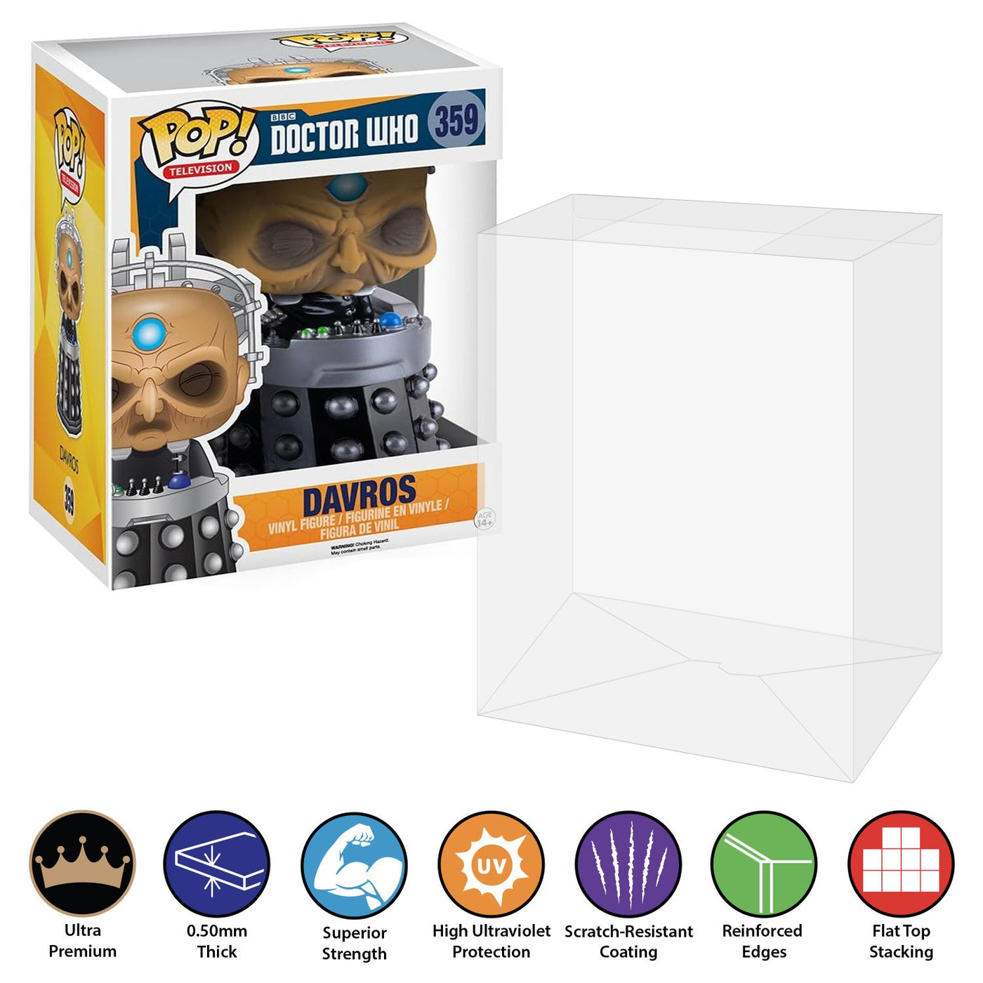 Funko POP! 6 inch Doctor Who Davros #359 Super Size Pop Protector Size CONFIRMED by Display Geek