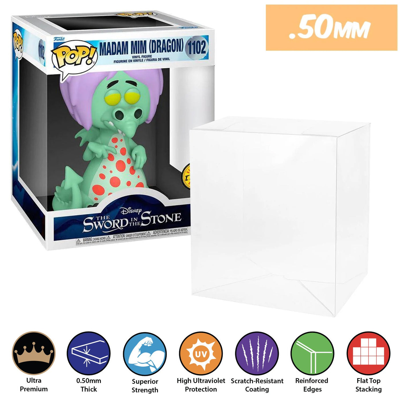 Funko POP! 6 inch Madam Mim Dragon Chase #1102 Super Size Pop Protector Size CONFIRMED by Display Geek