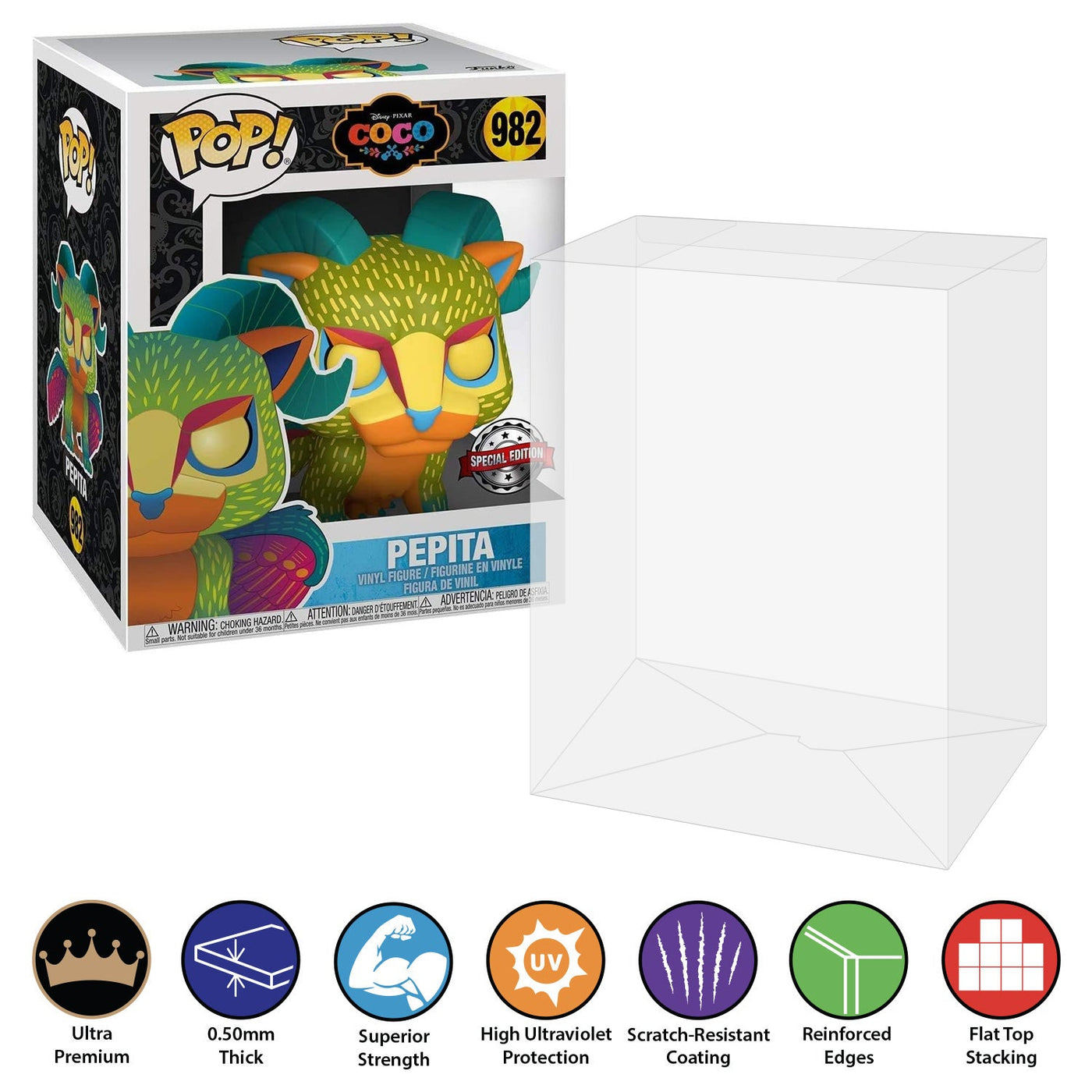Funko POP! 6 inch Coco Pepita Glow in the Dark #982 Super Size Pop Protector Size CONFIRMED by Display Geek