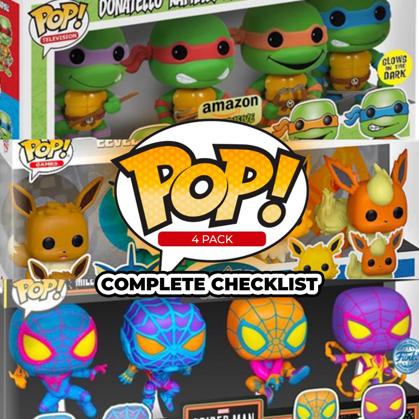 Funko Pop 4 Pack Complete Checklist and Protectors by Display Geek