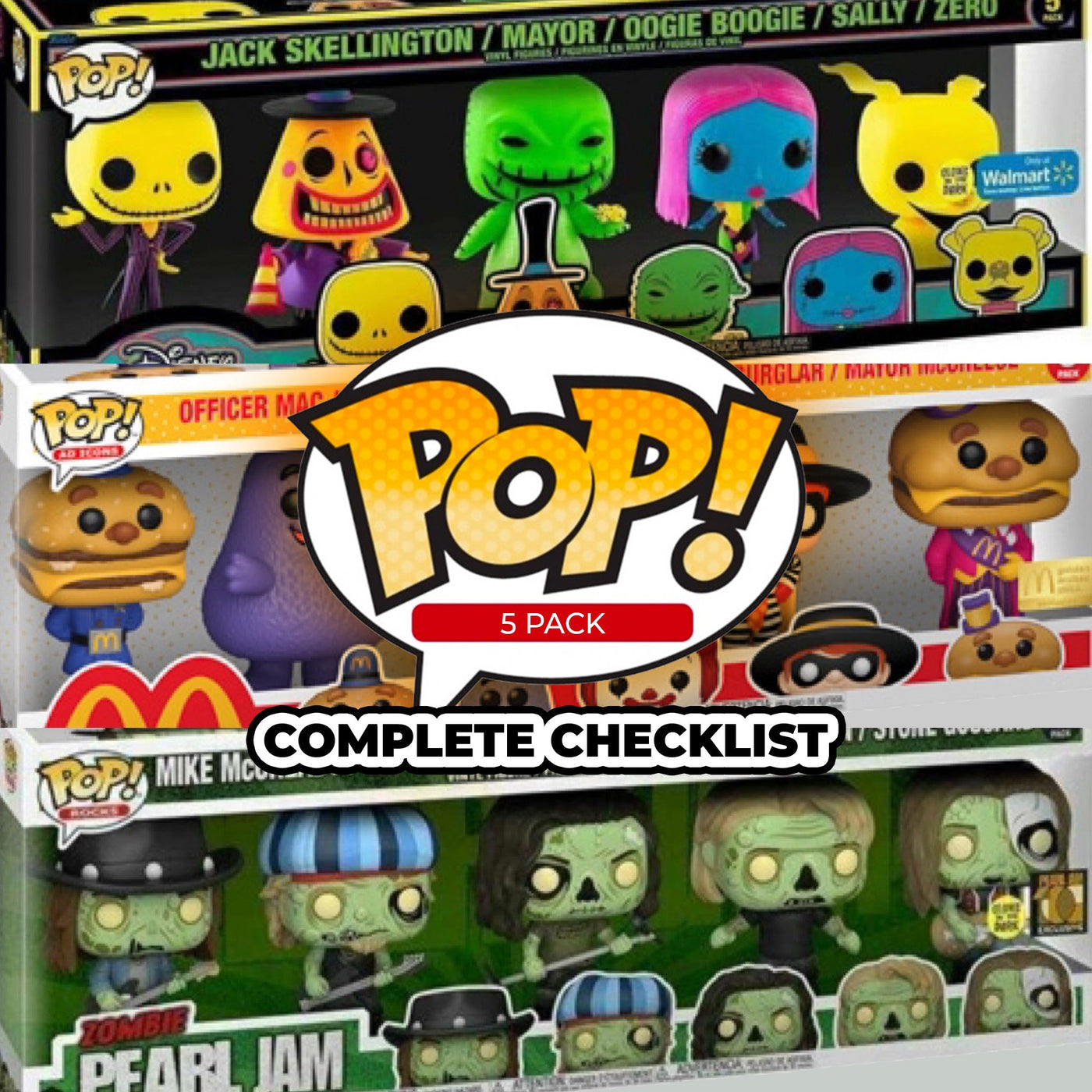 Funko Pop 5 Pack Complete Checklist and Protectors by Display Geek