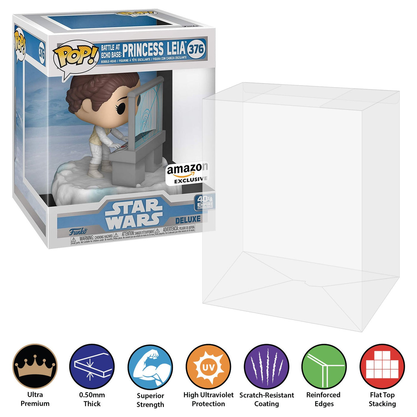 Funko POP! Deluxe Battle at Echo Base: Princess Leia #376 Pop Protector Size CONFIRMED by Display Geek