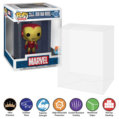 Funko POP! Deluxe Hall of Armor: Iron Man Model 4 #1036 Pop Protector Size CONFIRMED by Display Geek