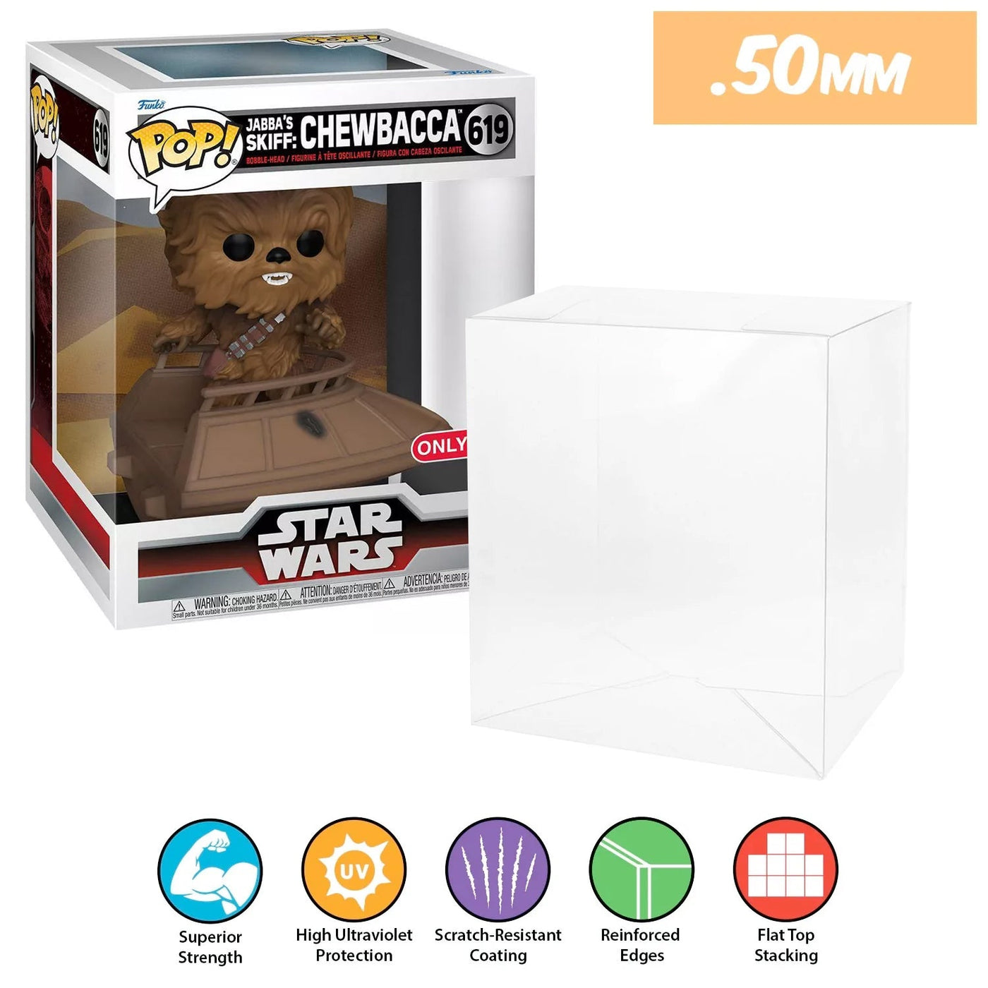 Funko POP! Deluxe Jabba's Skiff Chewbacca #619 Pop Protector Size CONFIRMED by Display Geek