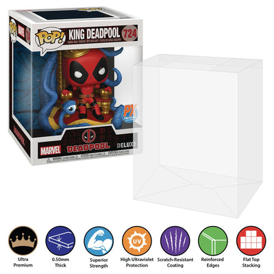 Funko POP! Deluxe King Deadpool on Throne #724 Pop Protector Size CONFIRMED by Display Geek