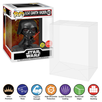 Funko POP! Deluxe Red Saber Series Volume 1: Darth Vader Glow #523 Pop Protector Size CONFIRMED by Display Geek