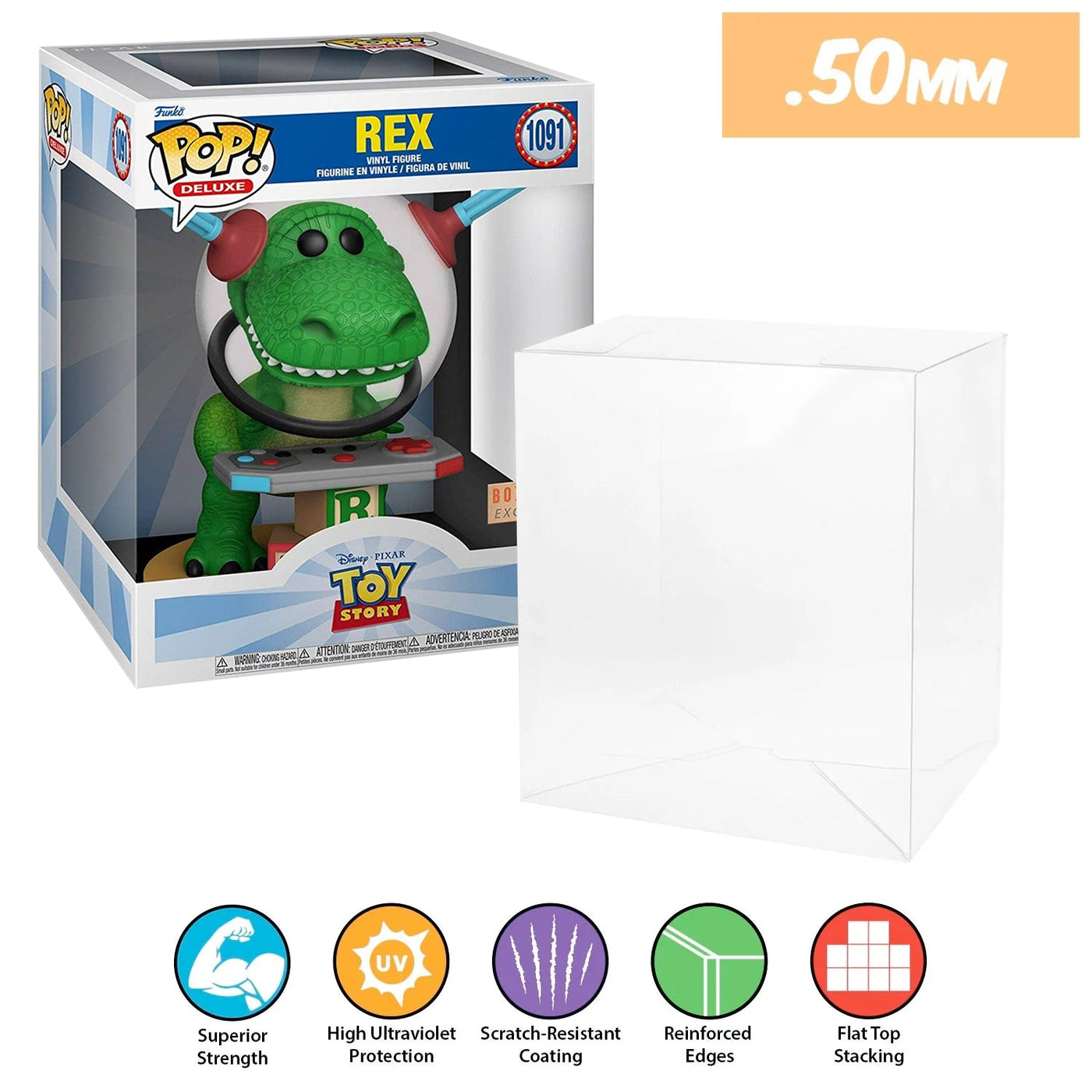 Funko POP! Deluxe Rex with Game Controller #1091 Pop Protector Size CONFIRMED by Display Geek