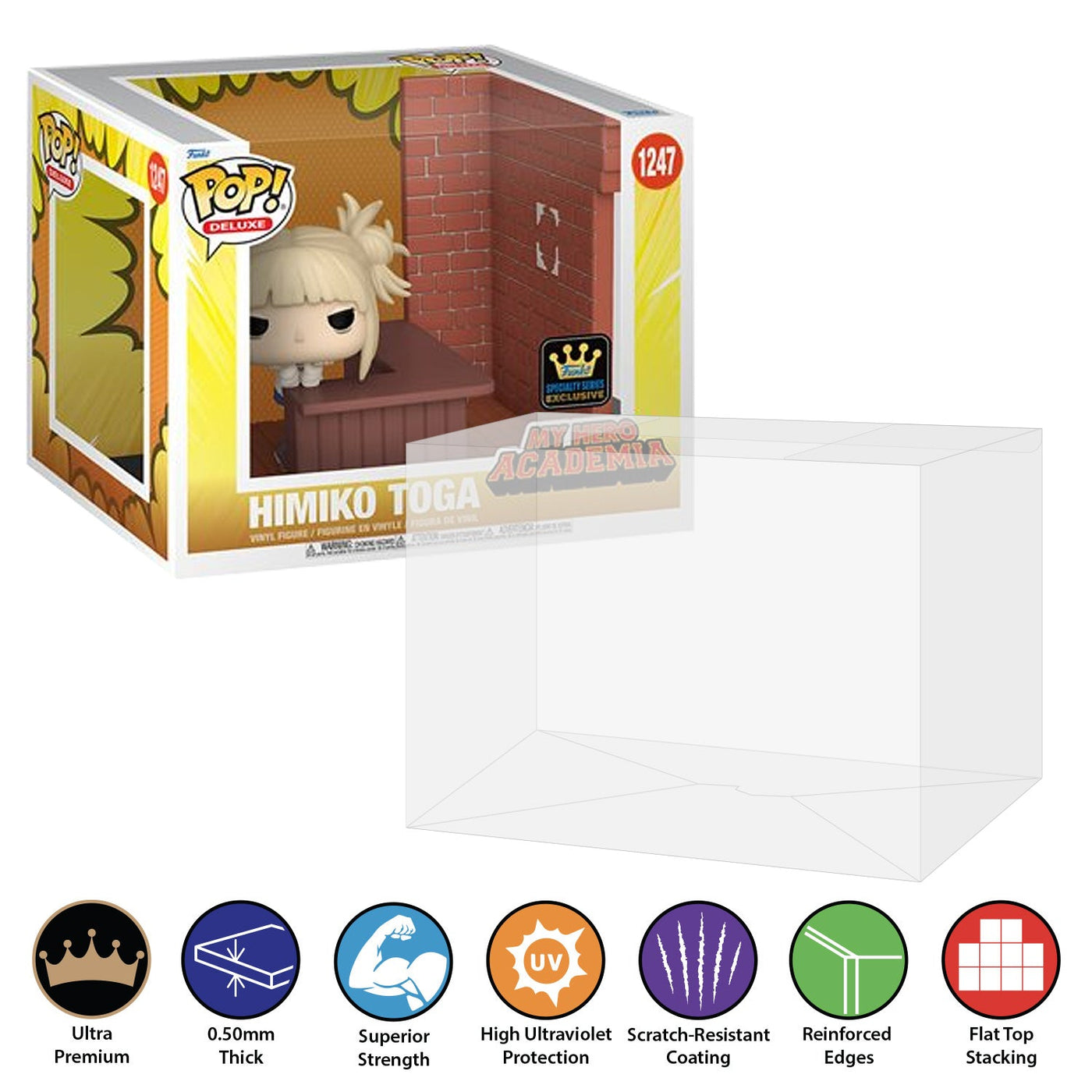 Funko POP! Deluxe Villain's Hideout: Himiko Toga #1247 Pop Protector Size CONFIRMED by Display Geek