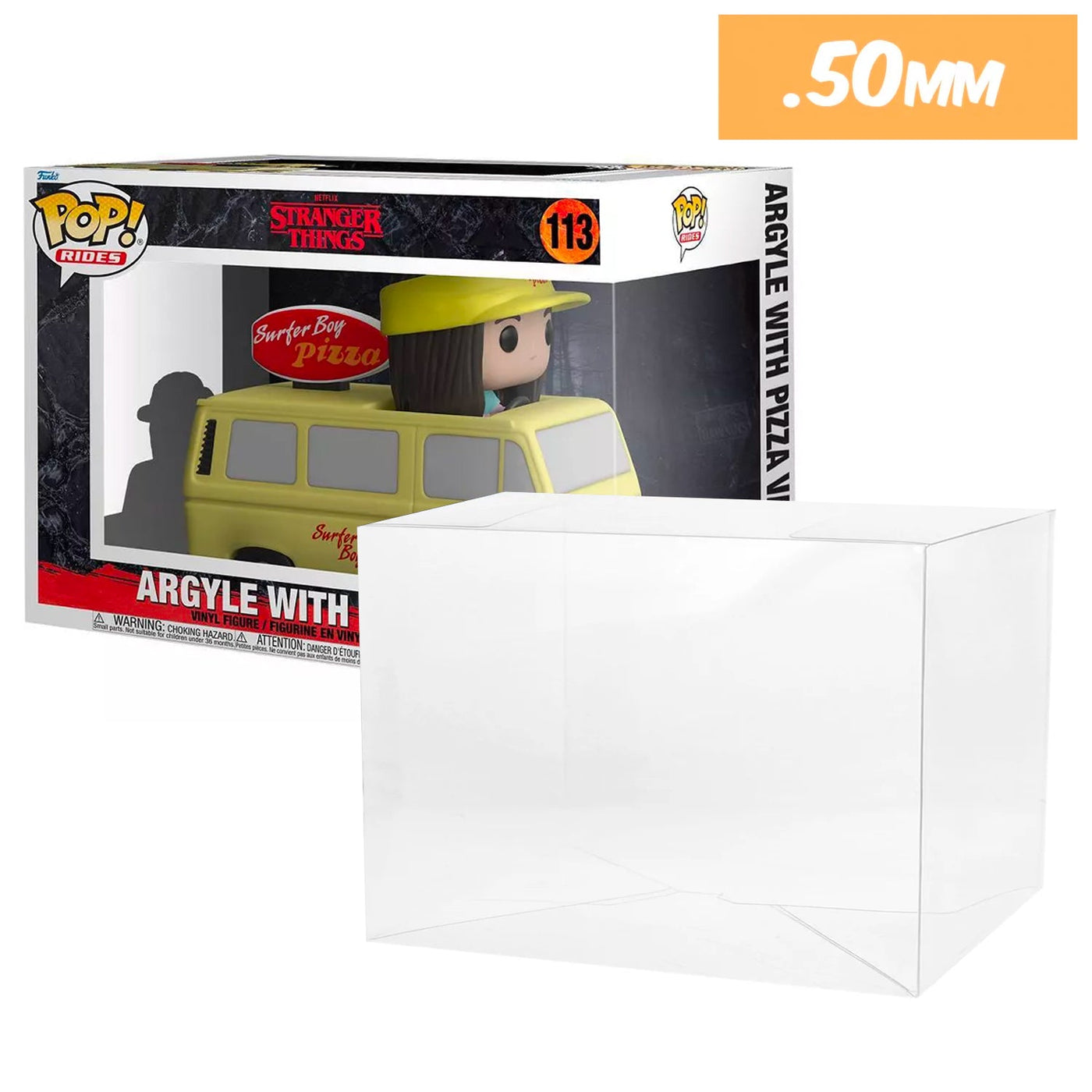 Funko POP! Ride Stranger Things Argyle with Pizza Van #113 Pop Protector Size CONFIRMED!