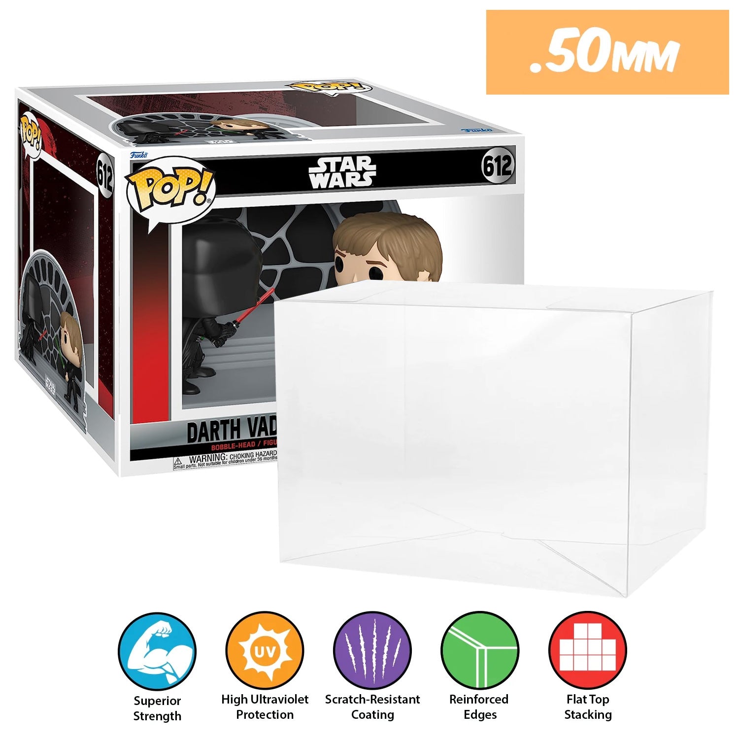 Funko POP! Moment Darth Vader vs Luke Skywalker #612 Pop Protector Size ...