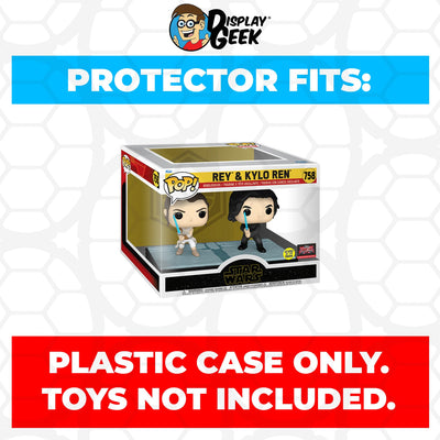 Funko POP! Moment Rey & Kylo Ren Glow in the Dark #758 Pop Protector Size CONFIRMED by Display Geek