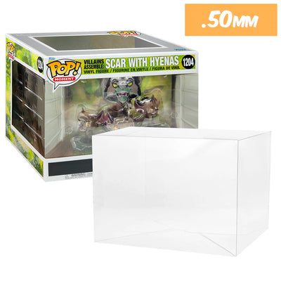 Funko POP! Moment Villains Assemble Scar with Hyenas Pop Protector Size CONFIRMED!