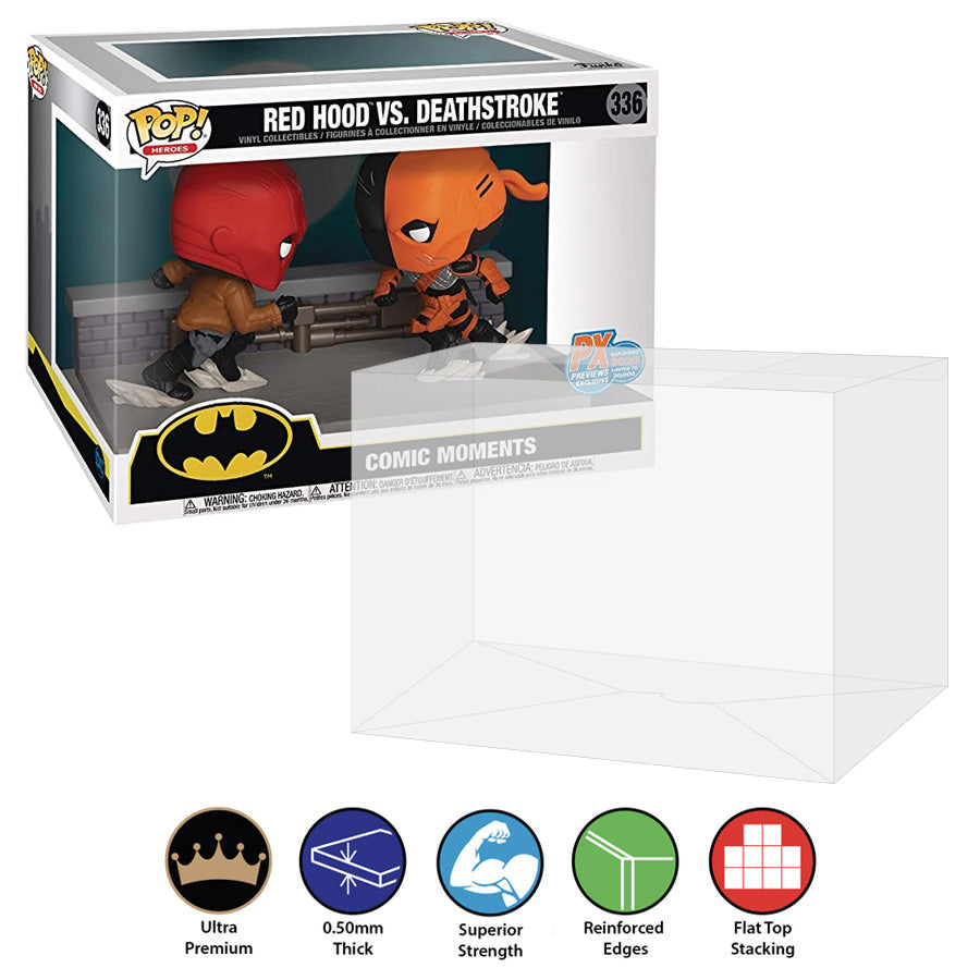 Funko POP! Comic Moments Red Hood vs Deathstroke #336 Pop Protector Size CONFIRMED!