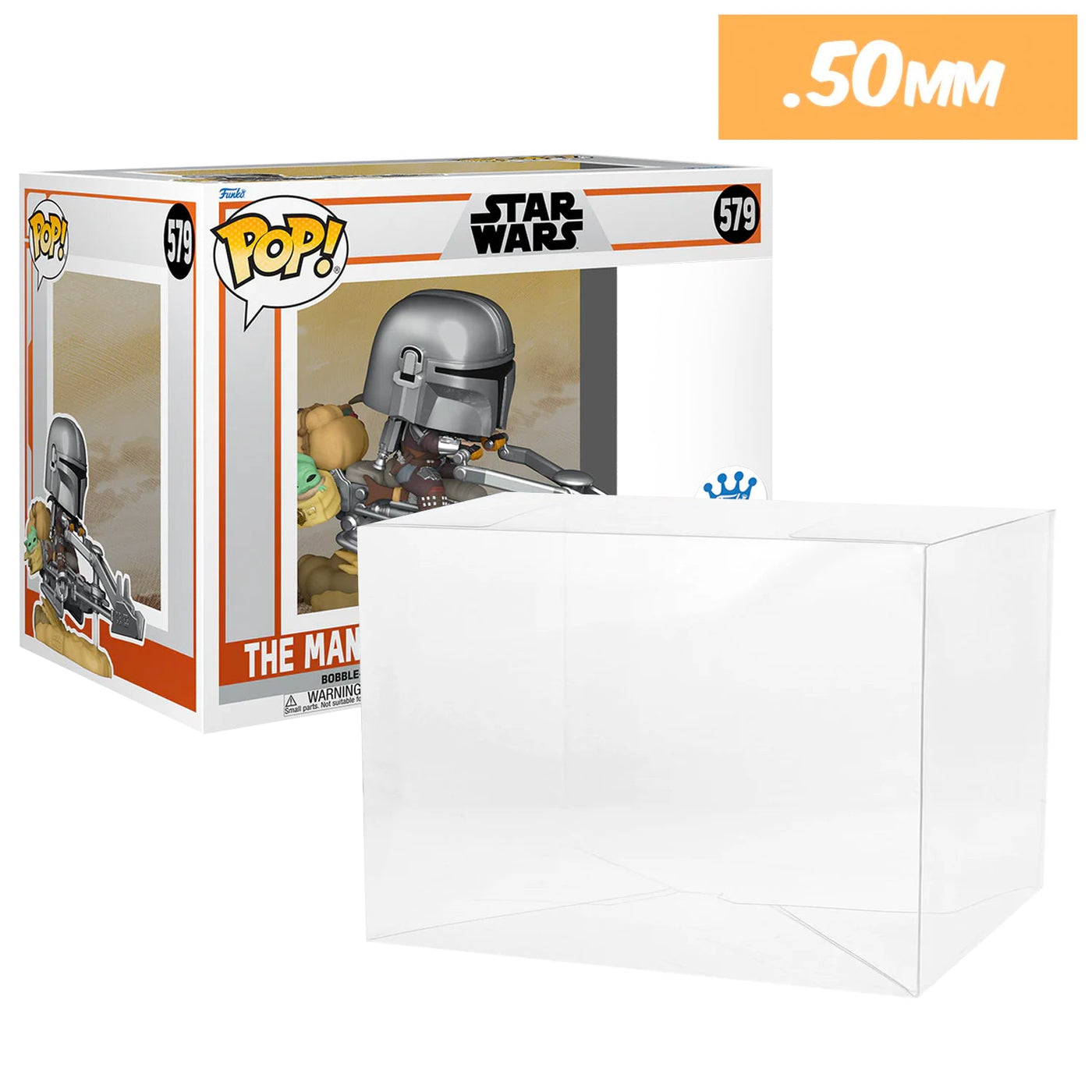 Funko POP! Rides The Mandalorian on Speeder with Grogu #579 Pop Protector Size CONFIRMED by Display Geek